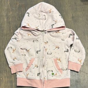 John Deere Pink Animal Print Kids Hoodie